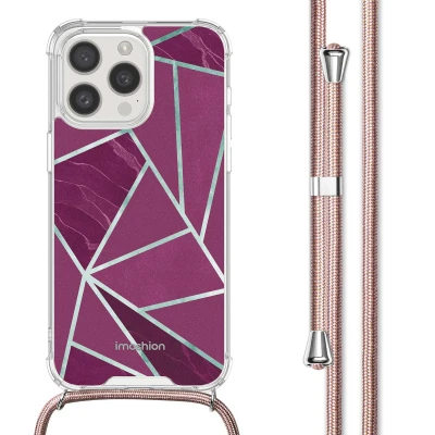 Afbeelding van Apple iPhone 15 Pro Max Hoesje Kunststof iMoshion Softcase/Koordhoesje/Backcover Bordeaux Graphic Telefoonhoesje
