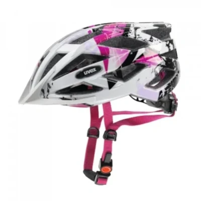 Afbeelding van uvex air wing lichte allround helm voor dames en heren individueel passysteem uitbreidbaar met led licht white pink 56 60 cm