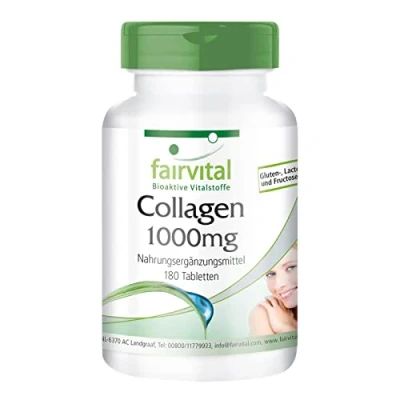 Afbeelding van Fairvital Collageen tabletten 1000mg HOOG GEDOSEERD 180 met vitamine C en L ornithine
