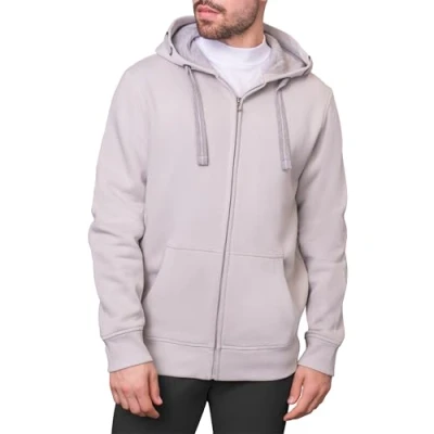 Afbeelding van HRM Premium herenjas met capuchon en contrasterende binnenvoering, basic hoodie ritssluiting, hoogwaardige duurzame herenkleding, zand, S