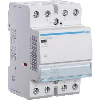 Afbeelding van Hager magneetschakelaar ac esd 4no 40 1 400v 25 3 kw u spoel 24v 50hz 60hz esd440s