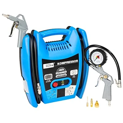 Afbeelding van Güde Compressor Airpower 180/08 (olievrij en onderhoudsarm, riemaandrijving, 8 bar, 1100 W, eff. Leverhoeveelheid 140 l/min, 2,5 m persluchtslang met snelkoppeling, incl. accessoires)