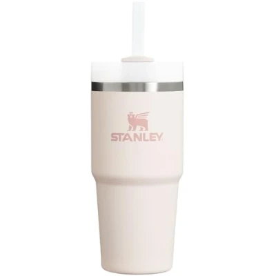 Afbeelding van STANLEY Quencher H2.0 FlowState roestvrij staal vacuüm geïsoleerde beker met deksel en rietje voor water, ijsthee of koffie, smoothie meer, rozenkwarts 2.0, 14oz