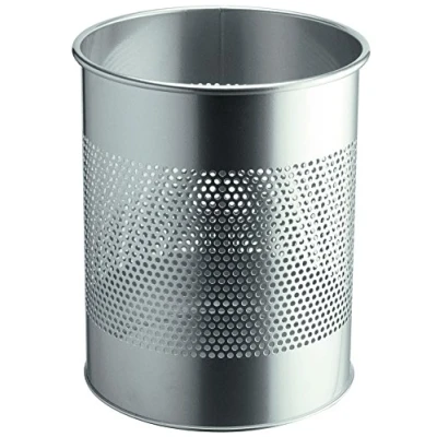 Afbeelding van Prullenbak 15 Liter Zilver Perforatie per 4
