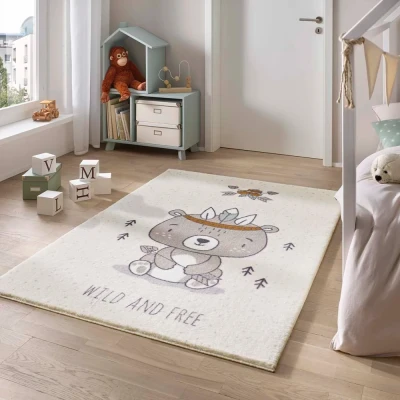 Afbeelding van Zacht Vloerkleed Kinderkamer Beer Crème/multi 160x230 Cm