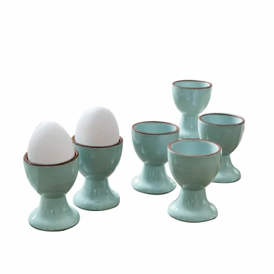 Afbeelding van LOBERON Eierdop set van 6 Biarré turquoise