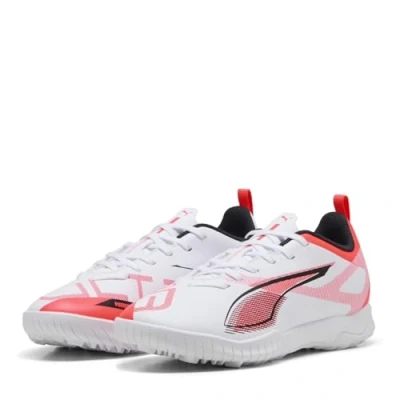 Afbeelding van Puma Ultra 5 PLAY TT JR Unisex Voetbalschoenen voor kunstgras kinderen, Maat: 33, White/black/glowing red Textiel/ synthetisch