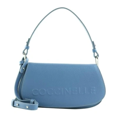 Afbeelding van COCCINELLE Leren Handtas Schoudertas Myrtha Maxi Log Mini Crossbody Bag Azul Blauw
