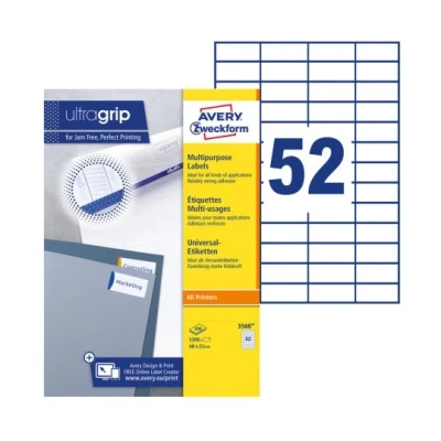 Afbeelding van Etiket Avery Zweckform 3650 48x21mm wit 5200stuks