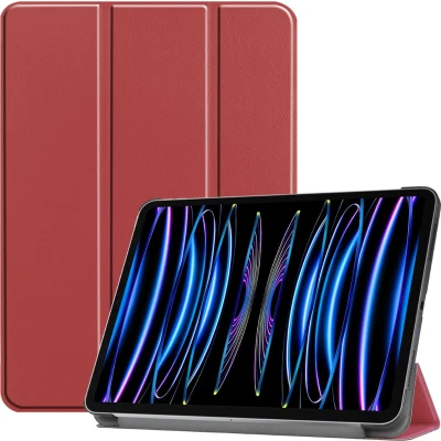 Afbeelding van Case2go Tablet hoes geschikt voor Apple iPad Pro 11 (2024) Tri fold Auto/Wake functie Donker Rood