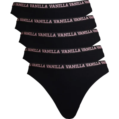 Afbeelding van Vanilla Dames string, Ondergoed dames, Lingerie 5 stuks Egyptisch katoen Zwart XL