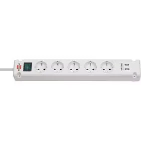 Afbeelding van Stekkerdoos 5 voudig Brennenstuhl 3 meter (2 USB poorten, Schakelaar, Wit)