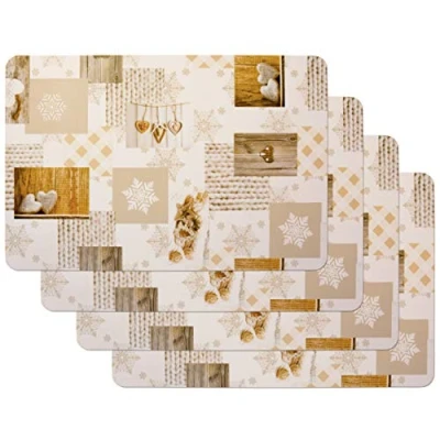 Afbeelding van Venilia Placemat voor eetkamer Snow Love, set van 4, afwasbaar polypropyleen, geschikt levensmiddelen, 45 x 30 cm, 4 stuks, 59067