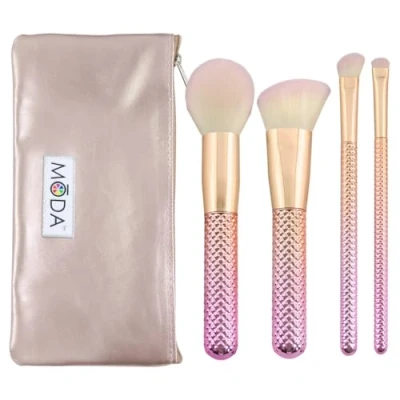 Afbeelding van Moda Royal &amp; Langnickel Full Size Metallic Rose Compleet Gezicht 5 delige Make upborstelset met zakje, Inclusief Rond poeder, Hoek Kabuki, Shader en Smudger Brushes, Rose` Ombre, MSET RCK4