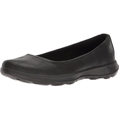 Afbeelding van Skechers Dames Go Walk Lite Ballet Flat, Zwart Textiel Trim Bbk, 41 EU
