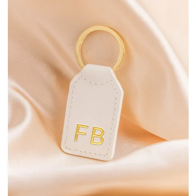 Afbeelding van Sleutelhanger Leer &#039;Label&#039; met Initialen Goudkleurig