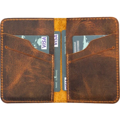 Afbeelding van Pulledro Leder Cardholder Pasjeshouder Portemonnee Antic Coffee