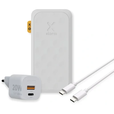 Afbeelding van Xtorm Fuel Series 5 20W Powerbank bundel 10000 mah + lader USB C naar Kabel Wit