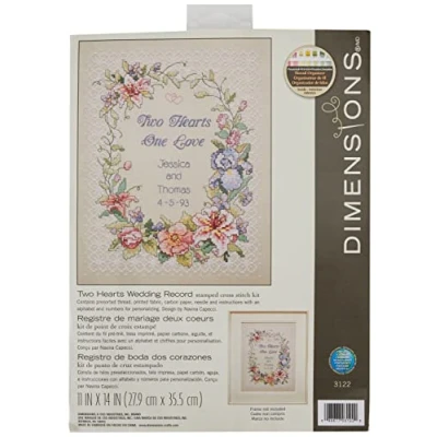 Afbeelding van Dimensions Kruissteekset (incl. sjabloon, naald en handleiding), Two Hearts Wedding