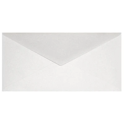 Afbeelding van Netune 25 parelwit lange enveloppen 110x220mm Aster metallic White puntflap zonder venster glanzende effect voor bruiloft kerst verjaardag