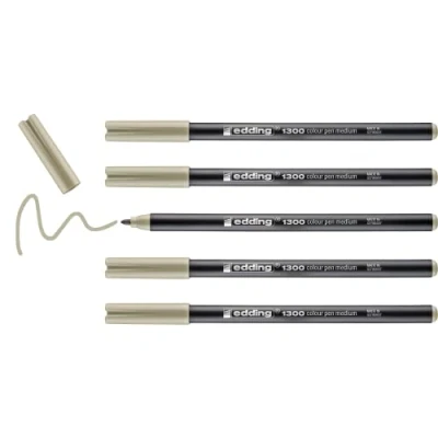 Afbeelding van edding 1300 viltstift medium oester 5 stiften ronde punt 2 mm om te tekenen en schrijven voor school, mandala&#039;s, bullet journals