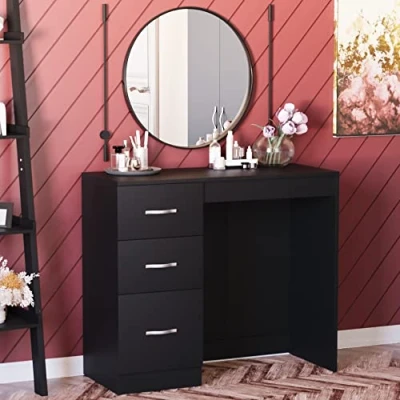 Afbeelding van Vida Designs Make uptafel met 3 laden, zwart