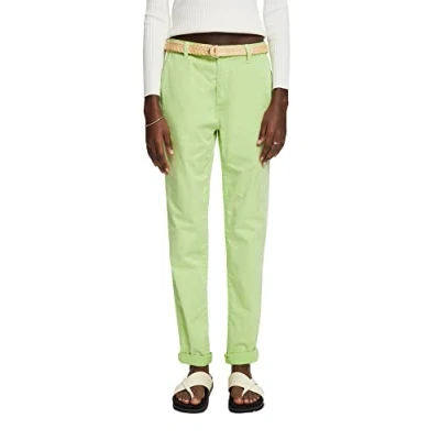 Afbeelding van ESPRIT Lichte stretch chino met riem, Citrus Green, 30W x 34L