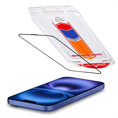 Afbeelding van Accezz Screen protector Geschikt voor iPhone 15 Plus / 16 glas screenprotector met anti dust applicator