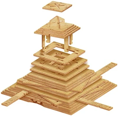 Afbeelding van Quest Pyramid 3D Puzzel Spel 3 in 1 Houten Breinbrekers Puzzelspel Geschenkdoos Jigsaw Puzzle Box voor Kinderen en Volwassenen Kerstcadeau Escape Spellen
