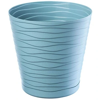 Afbeelding van KADAX bloempot met onderzetter, plantenpot voor binnen, lichte kunststof, ronde bloemen en planten, (30 cm, pepermunt)