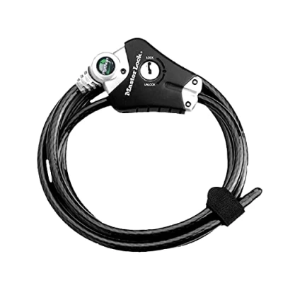Afbeelding van Master Lock Veiligheidskabel met sleutelslot [Verstelbare vergrendelingskabel van 30 cm tot 1,8 m] [Python] 8428EURDPRO Voor Sportuitrustingen, Gereedschap en Buitenmeubilair