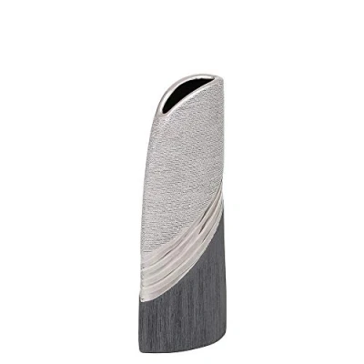 Afbeelding van Dekohelden24 Elegante moderne decoratieve designer keramische vaas in zilvergrijs hoog, zilvergrijs, 25 cm