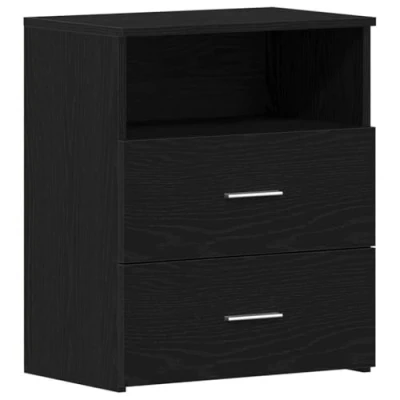 Afbeelding van vidaXL Bedkast Set van 2 Zwart Eiken Bewerkt hout 50 x 32 60 cm