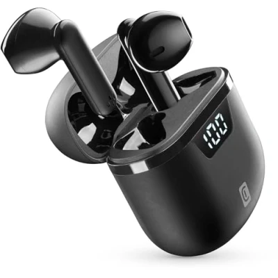 Afbeelding van cellularline SEEK PRO Draadloze hoofdtelefoon met oplaadhoes Snel opladen: 45 minuten LED display: percentage weergave residu opladen hoes speeltijd: 15 uur zwart