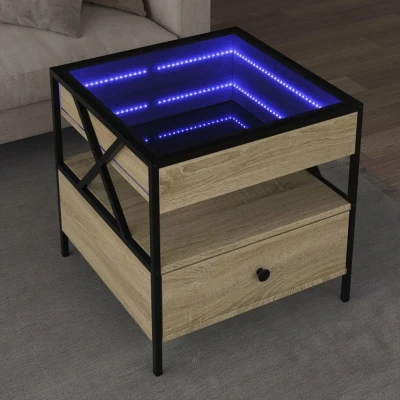 Afbeelding van Salontafel met Infinity LED 50x50x51 cm sonoma eikenkleurig