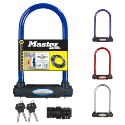 Afbeelding van MASTER LOCK Beugelslot [Sleutelslot] [met houder] [gecertificeerd fietsslot Secure Gold certificaat] [Blauw] [Zilver, Rood, Blauw of Paars] 8195EURDPROCOL Ideaal voor fietsen