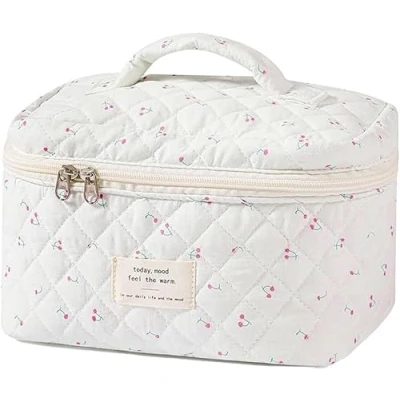 Afbeelding van FDEETY make uptas voor dames, grote katoenen uptas, toilettas, op reis, wit