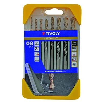 Afbeelding van Tivoly 10960570001 krachtige boorbits, diameter 3, 4, 5, 6, 7, 8, 9, 10 mm, 8 delige set