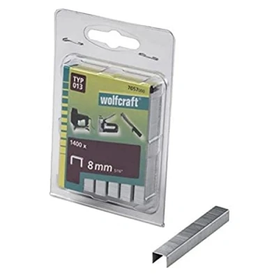 Afbeelding van Wolfcraft 1400 clips breed, hard staal type 13 8 mm 7057000, zwart