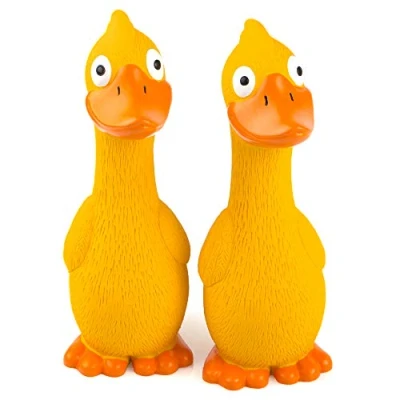 Afbeelding van Chiwava 2er Pack 7,9 Zoll Squeak Latex Hundespielzeug Yellow Duck Interaktives Spiel für kleine mittelgroße Hunde