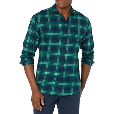 Afbeelding van Amazon Essentials Men&#039;s Flanellen overhemd met lange mouwen (verkrijgbaar in grote en maten), Groen Marineblauw Ombre Plaid, XL