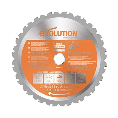 Afbeelding van Evolution Power Tools R185TCT 20MS 185 mm multimateriaal verstekzaagblad (AKA TCT zaagblad, metaalzaagblad, houtblad) hardmetalen zaagbladen hout, metaal en kunststof