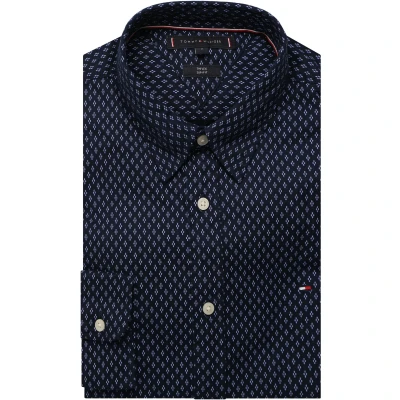 Afbeelding van Tommy Hilfiger Brushed Print Shirt Overhemd, Heren, Maat: Large, Carbon navy/multi