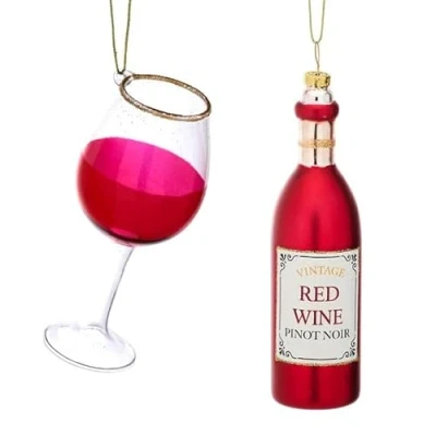 Afbeelding van Sass &amp; Belle Christmas Cheer Wijn kersthanger 13,5 cm Steenrood