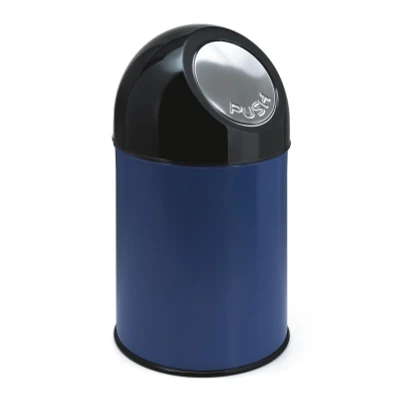 Afbeelding van Prullenbak 30ltr pushdeksel en binnemmer blauw/zwart