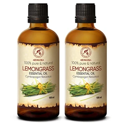Afbeelding van Citroengras Olie (Lemongrass) Set Essentiële 2x100ml 100% Puur &amp; Natuurlijk Aromatherapie Geurolie Geurverspreider Ontspanning Toevoegen aan Bad Cosmetica Massage Wellness Aroma Lamp Of Elektrische Diffuser