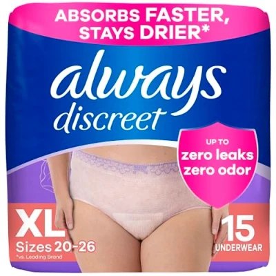 Afbeelding van Always Discreet, Incontinentie ondergoed voor dames, maximale klassieke snit, extra groot, 15 stuks