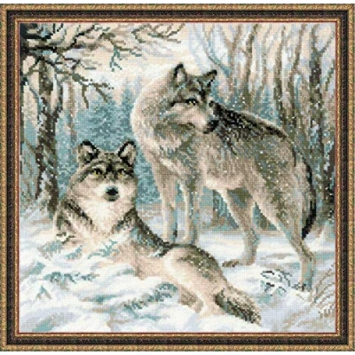 Afbeelding van Riolis borduurpakket Pair of Wolves 1393