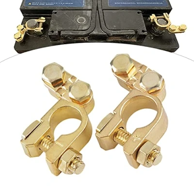 Afbeelding van 2 stuks accuklemmen accupoolklemmen auto accuklem connector autoaansluitingen batterijklemmen messing voor vrachtwagens caravan camper transporter bestelwagens 12/24V