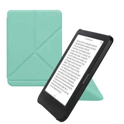 Afbeelding van kwmobile E reader hoesje geschikt voor Kobo Clara BW / Colour hoes Ereader flip case met standaard cover van kunstleer In mintgroen